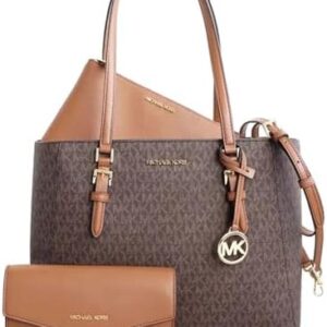 Michael Kors Charlotte Large Leather 3-in-1 Tote Crossbody Handbag (Brown)  Clothing, Shoes & Jewelry