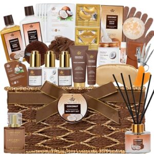 35 Pcs Coconut Vanilla Spa Gift Basket for Women & Men, Face Skin Care Set, Bath & Body Set, Self Care Pamper Kit, Diffuser, Bath Bomb, Birthday, Christmas, Valentines, Mother Day, Anniversary : Beauty & Personal Care